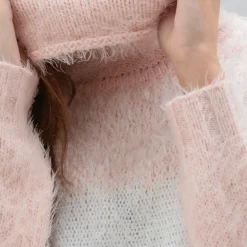MARBLE Contrast Roll Neck Sweater in Pink Mix