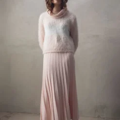 MARBLE Contrast Roll Neck Sweater in Pink Mix
