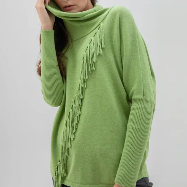 MARBLE Slouchy Roll Neck Sweater in Green