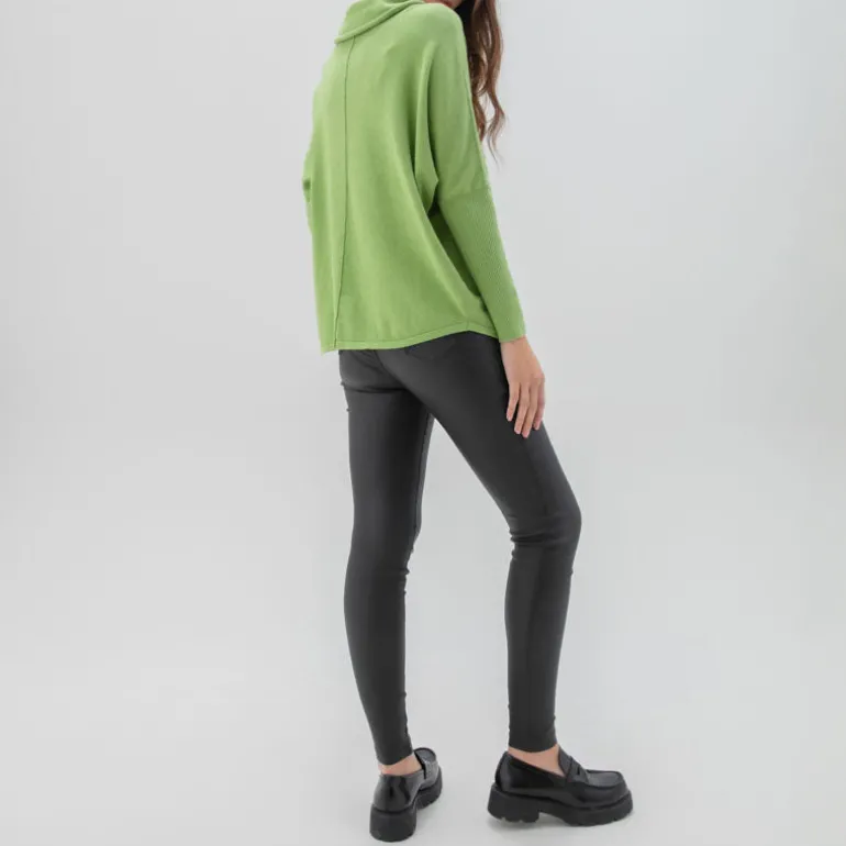 MARBLE Slouchy Roll Neck Sweater in Green