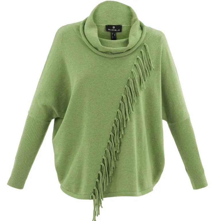 MARBLE Slouchy Roll Neck Sweater in Green