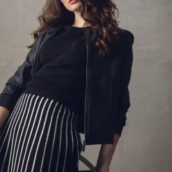 MARBLE Zip Up Jacket in Black