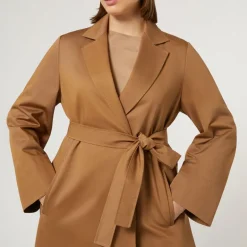 MARINA RINALDI Candido Water-Repellent Gabardine Trench Coat in Camel