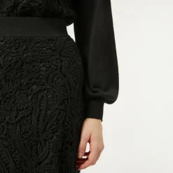 MARINA RINALDI Etruria Knitted Skirt in Black