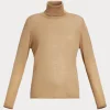 MARINA RINALDI Judy Silk & Cashmere Polo Neck Jumper in Camel