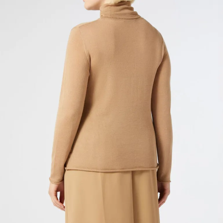 MARINA RINALDI Judy Silk & Cashmere Polo Neck Jumper in Camel