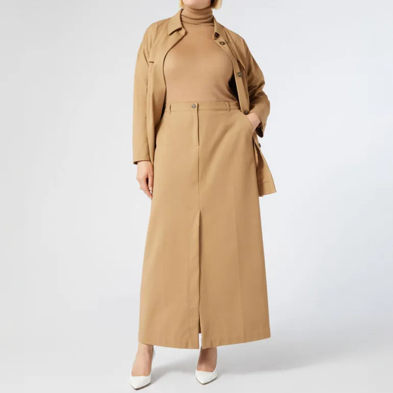 MARINA RINALDI Judy Silk & Cashmere Polo Neck Jumper in Camel