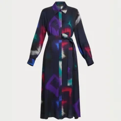 MARINA RINALDI Pontile Twill Shirt Dress in Black