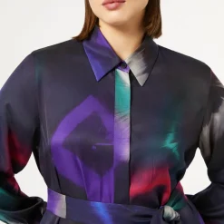 MARINA RINALDI Pontile Twill Shirt Dress in Black