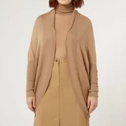 MARINA RINALDI Segovia Wool & Cashmere Cardigan in Camel