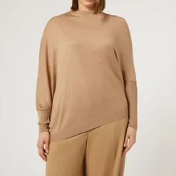 MARINA RINALDI Unito Wool & Silk Blend Sweater in Camel
