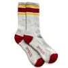 Mens Dawson Vintage Cotton Sports Socks in Ecru/Yellow/Red | Collen and Clare