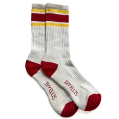 Mens Dawson Vintage Cotton Sports Socks in Ecru/Yellow/Red | Collen and Clare