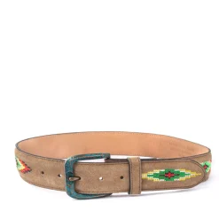 Mexicana Navajo Cruz Belt in Tan Suede
