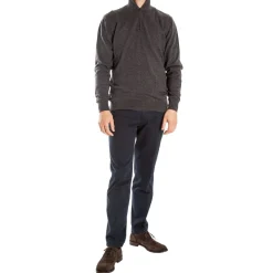 Miles Half Zip Merino Knit in Graphite Marl