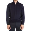 Miles Half Zip Merino Knit in Navy Marl | Collen & Clare