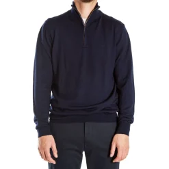 Miles Half Zip Merino Knit in Navy Marl | Collen & Clare