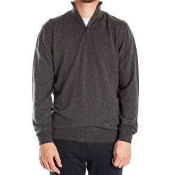 Miles Half Zip Merino Knit in Graphite Marl