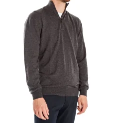 Miles Half Zip Merino Knit in Graphite Marl