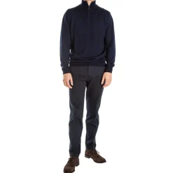 Miles Half Zip Merino Knit in Navy Marl | Collen & Clare