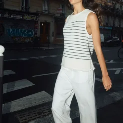 MOS MOSH MMAubin SL Stripe Knit Top in Ecru
