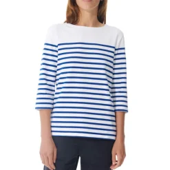 MOUSQUETON Marina Place Stripe Top in White/Royal Blue