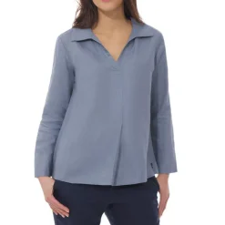MOUSQUETON Rezal Linen Blouse in Storm Grey