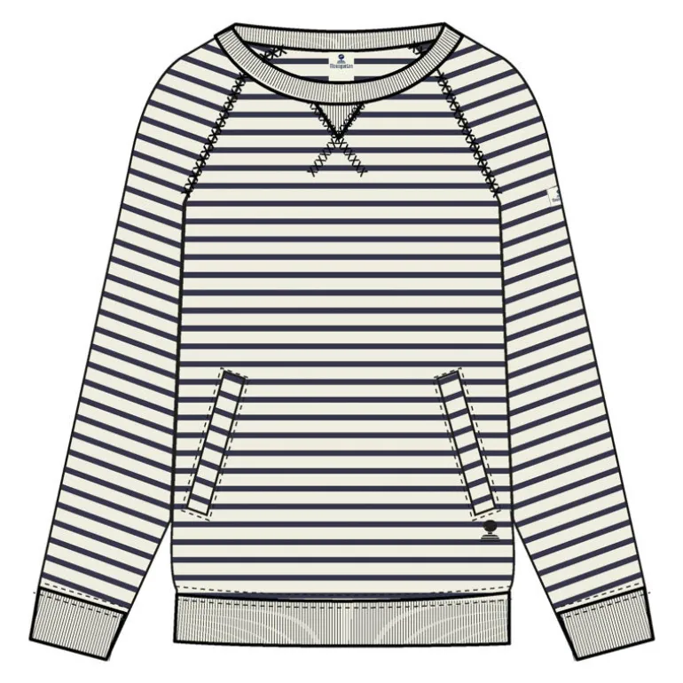 MOUSQUETON Yulid Sweatshirt in Ecru/Navy
