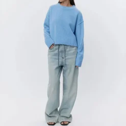Mulberry Ulrikke Soft Lambs Wool Jumper in Blue Melange