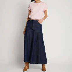 MUNTHE Tuxya Denim Skirt in Indigo
