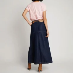 MUNTHE Tuxya Denim Skirt in Indigo