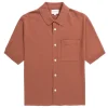 NORSE PROJECTS Rollo Cotton Linen S/S Shirt in Red Clay