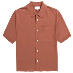 NORSE PROJECTS Rollo Cotton Linen S/S Shirt in Red Clay