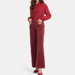 NYDJ Teresa Wide Leg Velvet Trousers in Painbrush