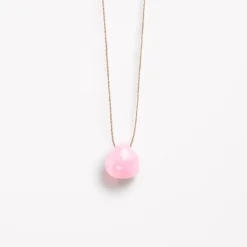 October Fine Cord Birthstone Necklace in Pink Opal | Collen and Clare