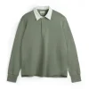 OLIVER SPENCER Heavy Long Sleeve Rugby Top Tavistock in Sage Green