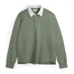 OLIVER SPENCER Heavy Long Sleeve Rugby Top Tavistock in Sage Green