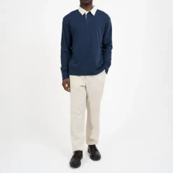 OLIVER SPENCER Heavy Long Sleeve Rugby Top Tavistock in Navy