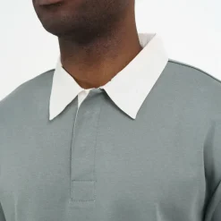 OLIVER SPENCER Heavy Long Sleeve Rugby Top Tavistock in Sage Green