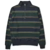 OLIVER SPENCER Reversible Half Zip Sweatshirt in Hinkley Navy/Green