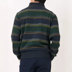 OLIVER SPENCER Reversible Half Zip Sweatshirt in Hinkley Navy/Green