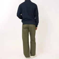 OLIVER SPENCER Reversible Half Zip Sweatshirt in Hinkley Navy/Green