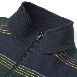 OLIVER SPENCER Reversible Half Zip Sweatshirt in Hinkley Navy/Green