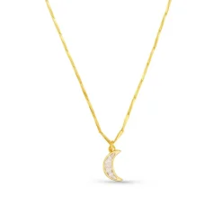 Orelia Crystal Baguette Moon Charm Necklace in Crystal