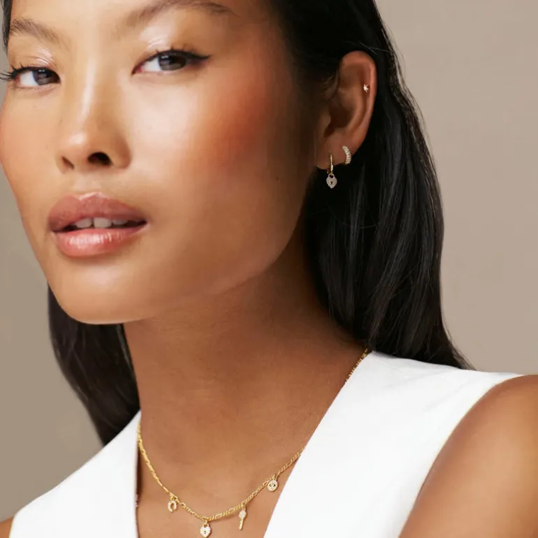 Orelia Micro Pave Heritage Charm Necklace in Crystal