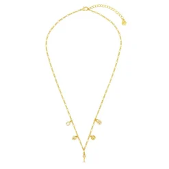 Orelia Micro Pave Heritage Charm Necklace in Crystal