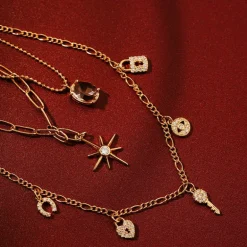 Orelia Micro Pave Heritage Charm Necklace in Crystal