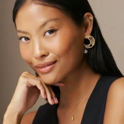 Orelia Molten Moon & Pearl Drop Statement Earring