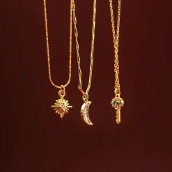 Orelia Pave Key Charm Necklace in Emerald