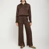 OTTOD AME Printed Herringbone Viscose Shirt in Chocolate